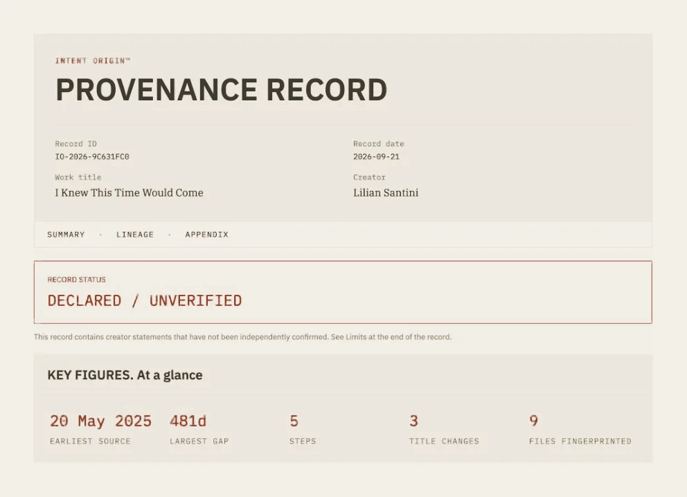 Header of an Intent Origin provenance record.